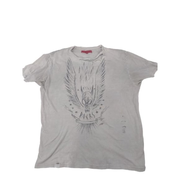 Vtg Y2K FCUK Rocks skull wings Very Distressed thrashed Men's t shirt sz L READ - Picture 14 of 15